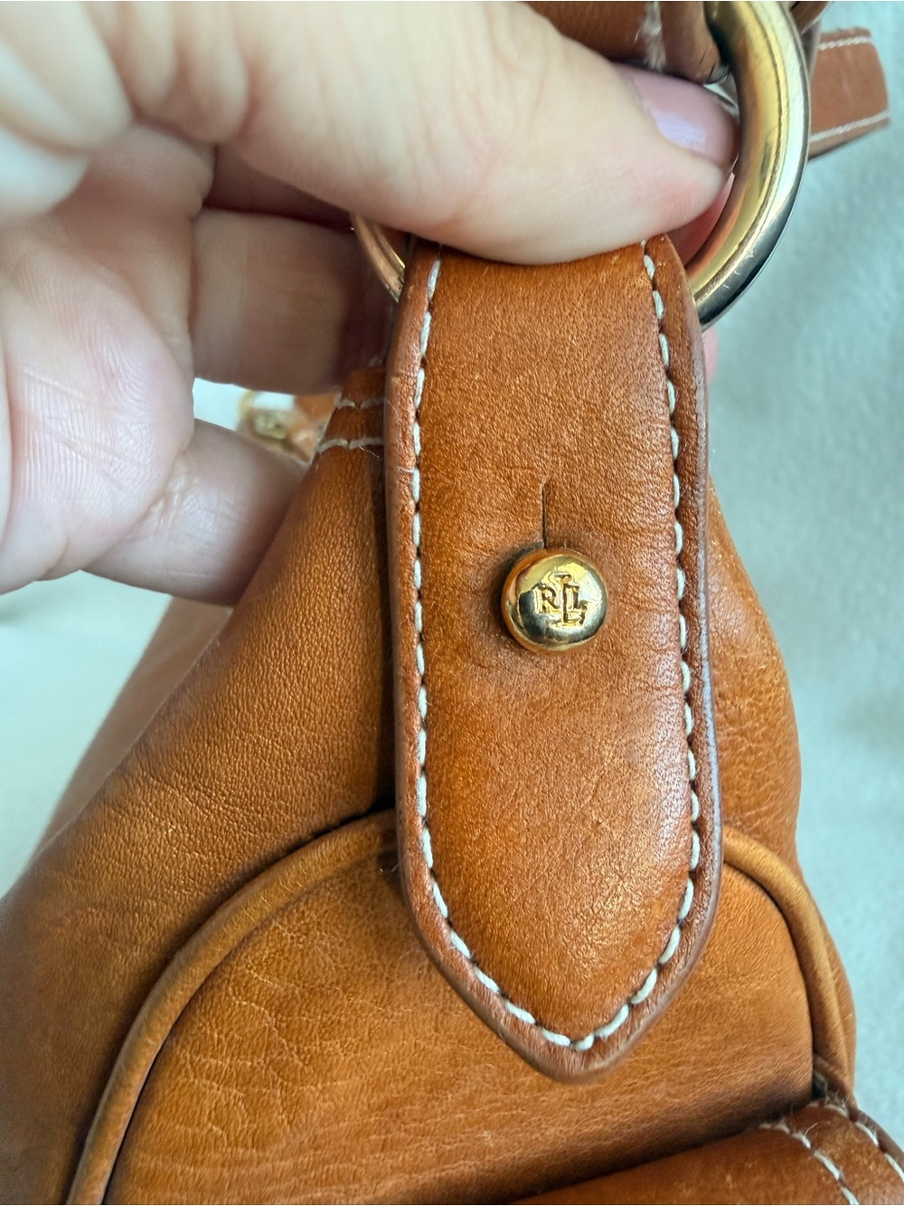Ralph Lauren Warm Cognac Leather Shoulder Bag - Picture 4 of 6
